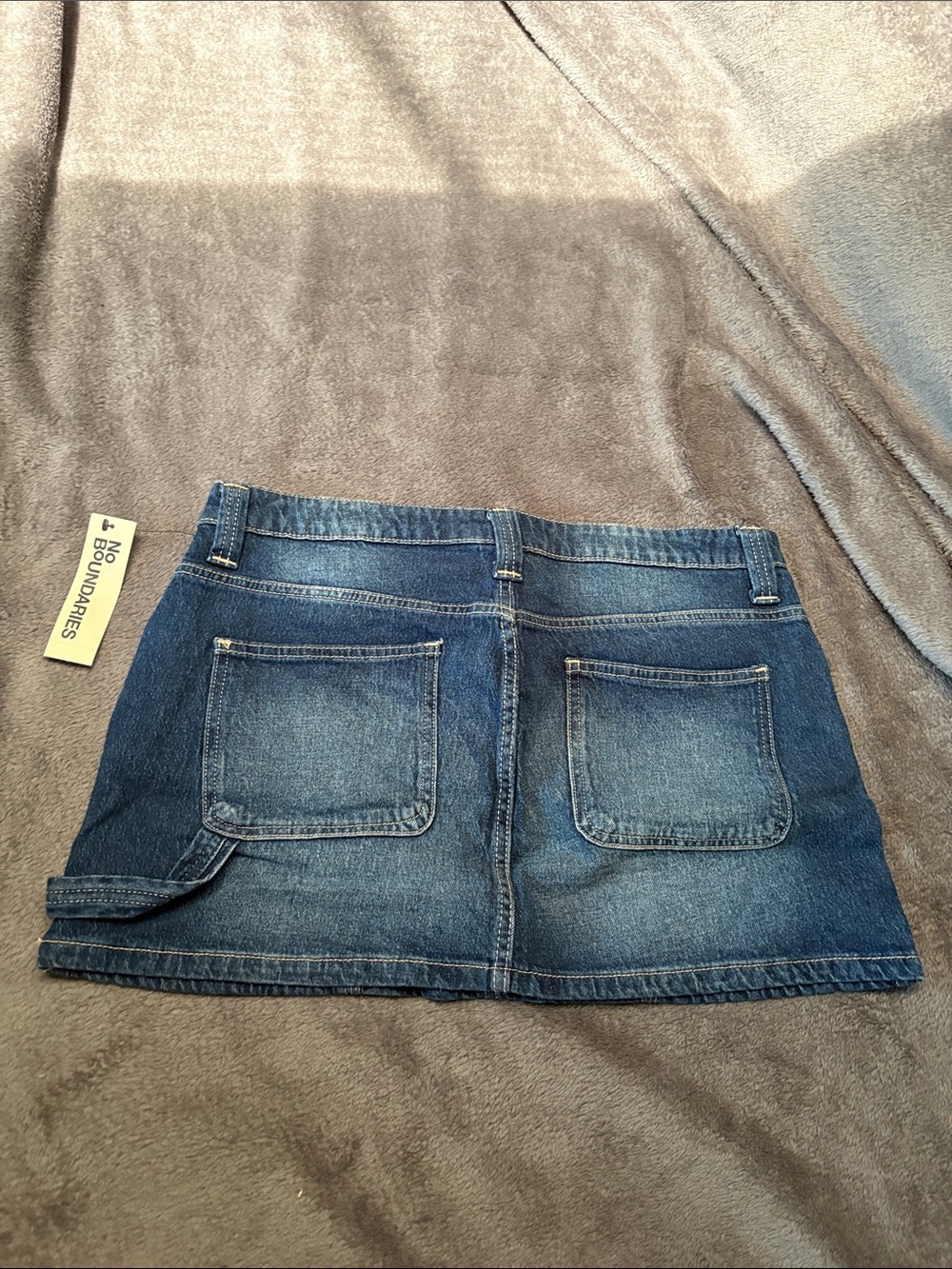 No Boundaries Blue Denim Mini Skirt with Patch Pockets - Picture 4 of 4